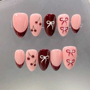 Cherry Bow Press-On Nails