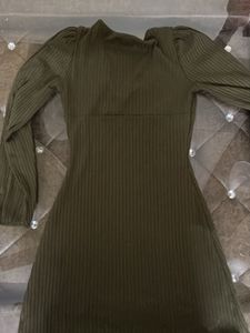 Ribbed Tie-Front Mini Dress