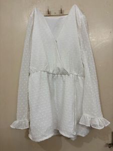 White Swiss Dot Romper