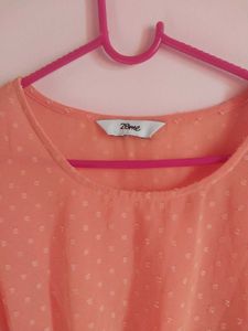 Peach Lace Trim Mini Dress