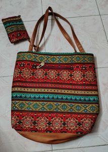 Boho Chic Tote Bag &amp; Wallet Set