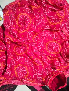 Bandhani Print Saree With Stitched Blouse