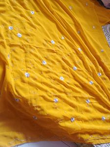 Yellow Embroidered Saree