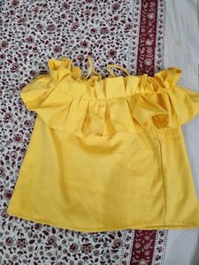 Yellow Ruffled Off-Shoulder Top