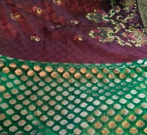 Elegant Maroon & Green Sari