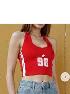 Red '98' Crop Top
