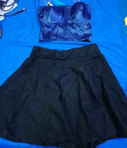Blue Corset & Black Skirt
