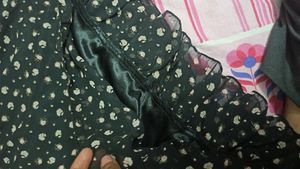Short Black Pinafore Floral Deep V Neck Dress