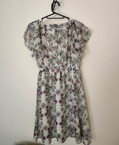 Cold-Shoulder Floral A-Line Dress