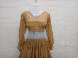Khaki Full Sleeves Lehenga Choli
