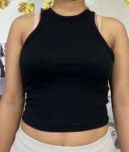 Black Ribbed Tank Top From H&M
