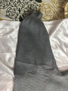 Gray Ribbed Knit Sweater
