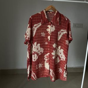 Floral Rust Orange Casual Chiffon Shirt