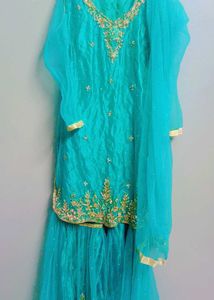 Teal Embellished Gharara Suit
