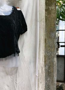 303010. Elegant Black Velvet Top