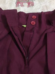 Maroon Wide Leg Pants