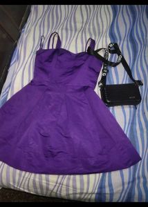 Women Lavender Imported Stripped Skater Dress Jaco