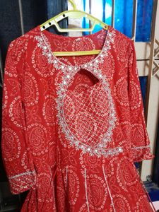 Red Printed Kurta