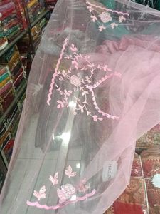 Pink Embroidered Saree Fabric