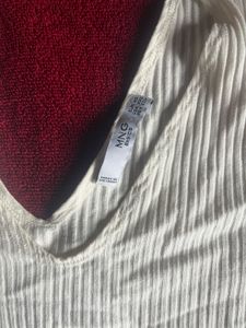 Mango Ribbed V-Neck Top