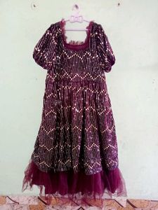 NEW PARTY WEAR WINE COLOUR SEQUENCE GOWN