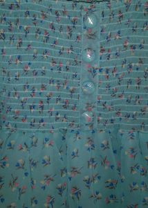 Cute Aqua Blue Floral Top