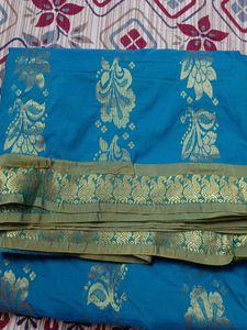 Blue Saree With Good Border. Didn&#39;t Use Once
