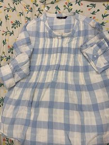 Blue &amp; White Checked Top