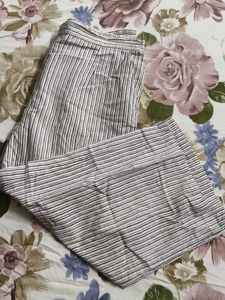 Women Mauve Cotton Striped Night Suit