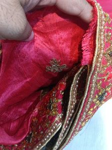 Red &amp; Gold Embellished Saree (Minor Issue)
