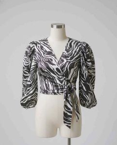 Zebra Print Wrap Top