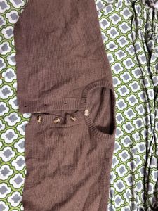 Brown Knit Vest with Buttons