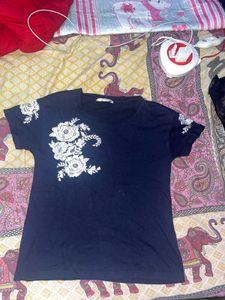 Flower Embroidery T Shirt