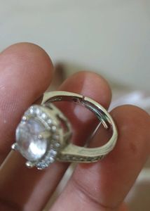 Silver Plated AD Studded Square Shape Ring