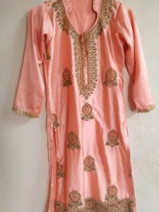 Peach Embroidered Kurta Set