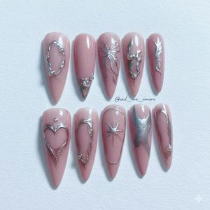 Press on nails~ Silver Celestial