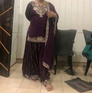 Purple Embroidered Kurta Set