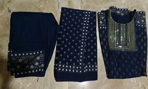 Beautiful Navy Blue Kurta Pant Dupatta Set