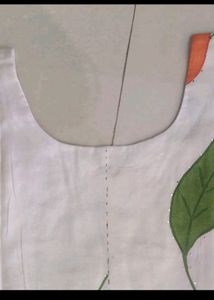 Chanderi Silk Handstitched Design kurta White