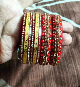 Red & Gold Bangle Set Size - 2/6