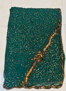 Emerald Green Embroidered Saree