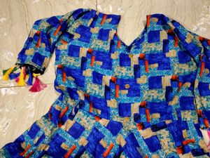 Patterned Blue &amp; Orange Tank Top