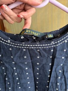 Navy Blue Polka Dot Kurti