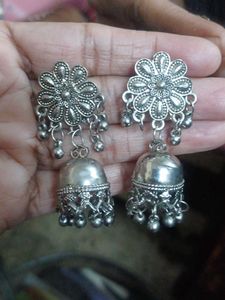 Silver Jhumka Earrings