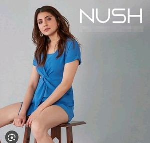 NUSH by Anushka Sharma Blue Drape Dtyle Top - Large