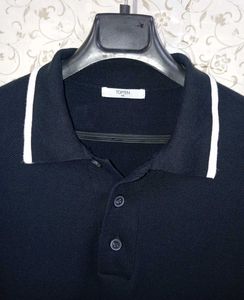 TOPTEN Classic White Knitted Polo T- Shirt