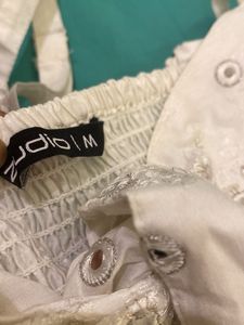 Embroidered Tie-Front Crop Top