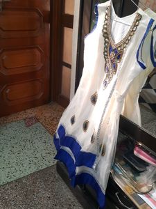 Beautiful Blue  And WHITE KURTI STYLE DRESS