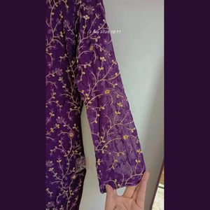 Elegant Purple Embroidered Trauser Suit