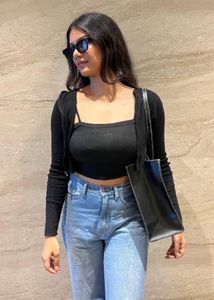 BLACK SHOULDER SOLID BAG